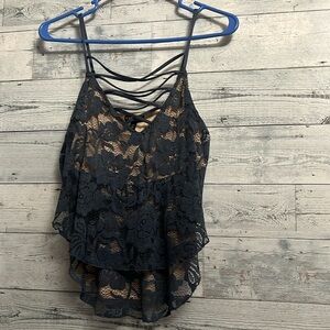 Brand New Blue Lace Crop Top